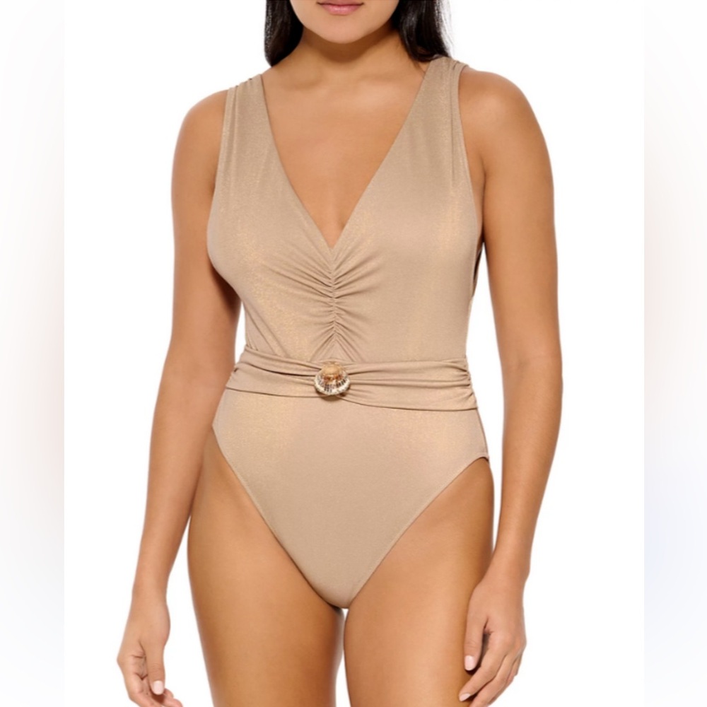 Gottex White Sands One Piece shimmer Swimsuit Size 8 NEW